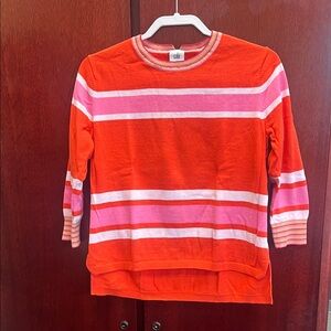 CAbi Orange Top with Pink & White Stripes